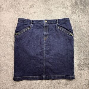 Lauren Ralph Lauren Denim Jean Skirt Dark Wash Zip Pockets Womens 18W Plus